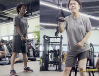 조혜련, 전방십자인대 수술 근황..홀쭉해진 얼굴로 재활운동