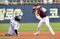 [포토]병살을 노리는 키움 김혜성의 송구