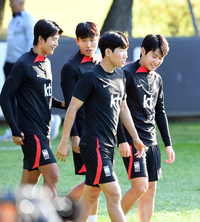 [포토]대표팀 훈련, 아시안게임 금메달 4인방