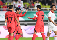 [포토]이강인-손흥민, 추가골에 하이파이브