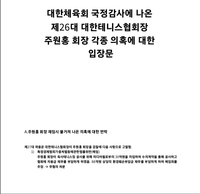 ‘무기 연기’ 대한테니스협회 회장 보궐선거...주원홍 전 회장 “후보 결격사유 없다” 입장문