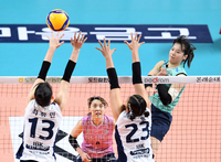 [포토]힘차게 공격하는 GS칼텍스 유서연