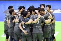 [포토]3연패 탈출에 기뻐하는 대한항공