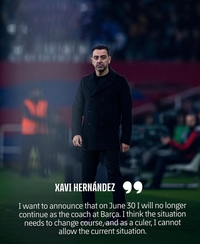 사비 감독 “시즌말 사퇴” 선언, 위기의 바르사...라포르타 회장 “챔스 우승에 모든 것 바쳐야”