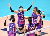 [포토]득점에 환호하는 흥국생명 김연경