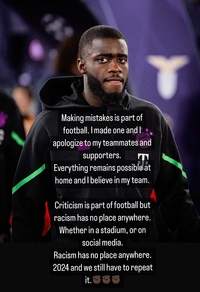 퇴장→PK+패배 빌미→‘인종차별적 비난’ 김민재 동료 CB “어디에도 존재해선 안돼”