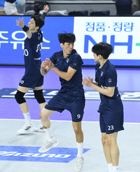 [포토]대한항공 김민재, 마무리는 블로킹으로!