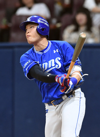 [포토]삼성 이병헌, 키움 문성현 상대 1타점 적시타