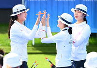 [포토]결승 진출 한국 여자 양궁, 10회 연속 우승