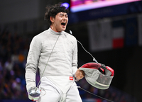 [포토]오상욱, 사브르 4강 진출!