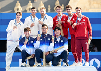 [포토]올림픽 3연패 한국 남자 양궁, 프랑스-튀르키예 선수들과!