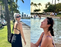 나비, 하와이에서 과감한 노출...수영복 입고 몸매 뽐내