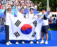 [포토]한국 남자 양궁, 올림픽 3연패