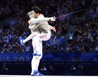 [포토]오상욱-구본길, 올림픽 3연패의 감격