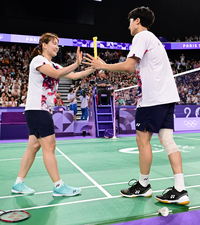 [포토]김원호-정나은 조, 배드민턴 혼성 복식 4강행