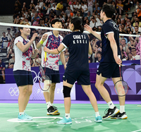 [포토]결승 진출 김원호-정나은를 웃으며 축하하는 서승재-채유정