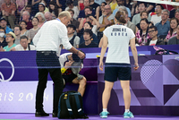 [포토]배드민턴 혼성 복식 결승 진출 김원호, 구토 투혼