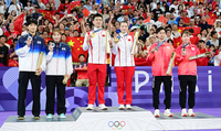 [포토]배드민턴 혼성 복식, 한중일이 시상대에
