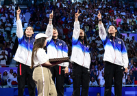 [포토]한국 펜싱 여자 사브르 단체, 우린 은메달!