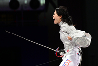 [포토]펜싱 여자 사브르 단체, 포효하는 전은혜
