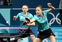 [포토]스웨덴 상대하는 전지희-신유빈