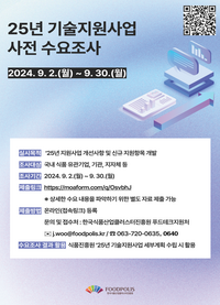 식품진흥원, 2025년 기술지원사업 사전 수요조사