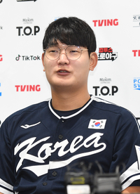 [포토]쿠바와의 2차 평가전 각오 밝히는 김서현