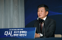 [포토]선거 출마 선언하는 정몽규 회장