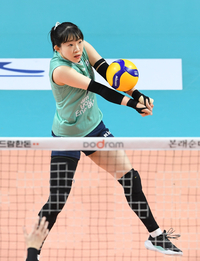 [포토]서브 리시브 하는 GS칼텍스 김미연