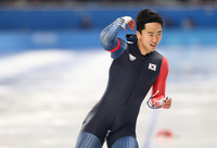 ‘아! 0.08초’ 김준호, 스피드스케이팅 500m 동메달 [하얼빈AG]