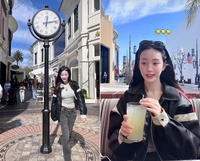 LA 시선 빼앗은 미녀 이유비, 화장 안 해도 빛나는 미모 발산[★SNS]