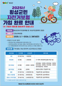 횡성군, 2025년 자전거 사고보험 사업 추진