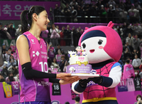 [포토]생일 축하 케이크 받는 김연경