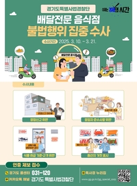 경기도, 배달 전문 음식점 360곳  불법행위 집중 수사