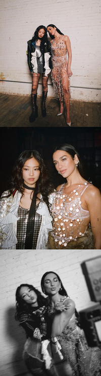 제니가 또…팝스타 두아 리파와도 파격적으로 ‘과감한 시스루’ [★SNS]