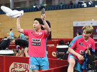 [포토] 32강 진출한 남자복식 임종훈-안재현