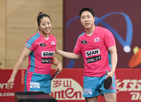 [포토] 혼합복식 임종훈-신유빈, 무난하게 16강 진출 