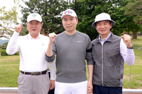 [포토]파이팅 외치는 권오갑 총재-유승민 회장-정몽규 회장