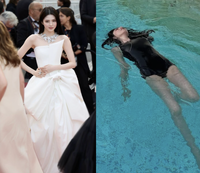 한소희, 화려한 화이트 드레스와 블랙 원피스 수영복의 반전 매력