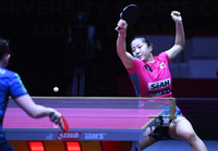 [포토] 신유빈, 날카로운 탑스핀 공격