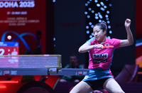 [포토] 신유빈, 개인단식 16강 진출 