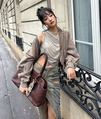 아이들 민니, 어디까지 찢어진거야? 파격적인 치마 패션 [★SNS]