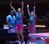 [포토] ‘4강 진출’ 신유빈-유한나