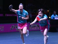 [포토] 신유빈-유한나 ‘이겼다’