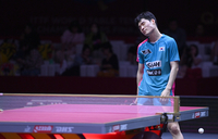 [포토] 개인단식 8강 진출 실패한 장우진