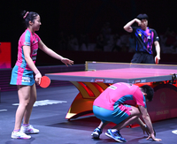 [포토] 아쉬워하는 임종훈-신유빈