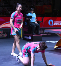 [포토] 아쉬워하는 신유빈-유한나