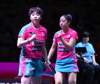 [포토] 득점 후 환호하는 신유빈-유한나