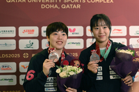 [포토] 신유빈-유한나 ‘메달 목에 걸고 환한 미소’