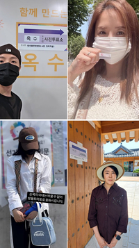“색 없이, 말없이, 토마토까지”…스타들 투표인증샷, 누구는 밝히고 누군 가렸다!